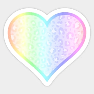 Ultra Pastel Rainbow Leopard Print Heart Sticker